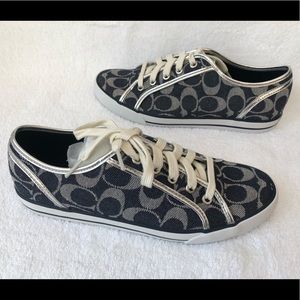 Coach Dee denim & silver sneakers New in Box